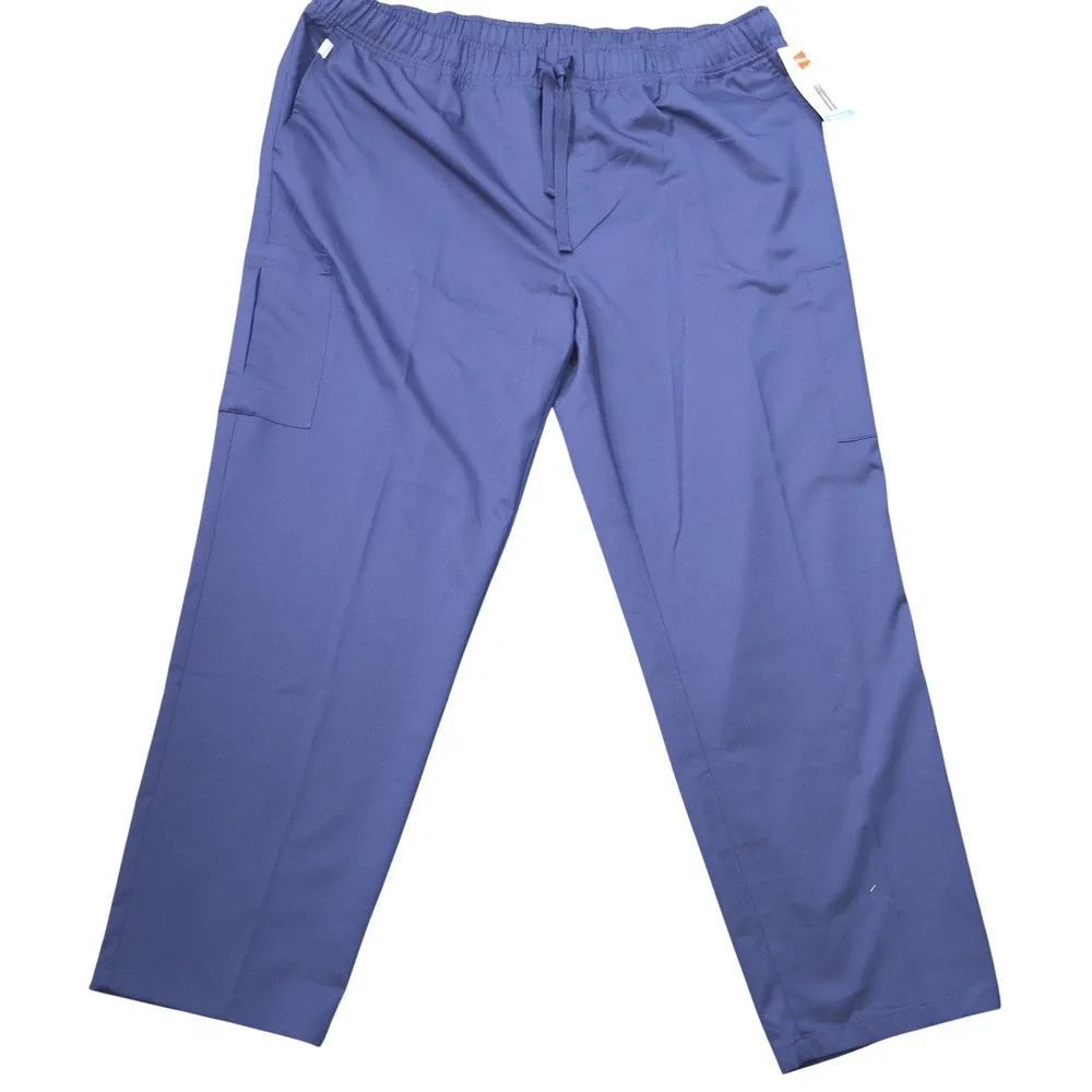 Hanes Scrub Pants Mens 2X Blue New Comfort Fit Straight Leg Cargo Drawstring